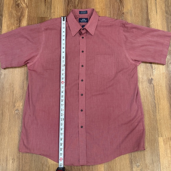 STAFFORD Men's Wrinkle Free Short Sleeve Button Up Shirt (Size: 17.5) EUC - Picture 7 of 14